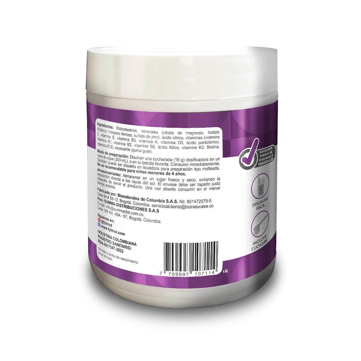 Citrato de magnesio sin sabor - Fylmut® 450g
