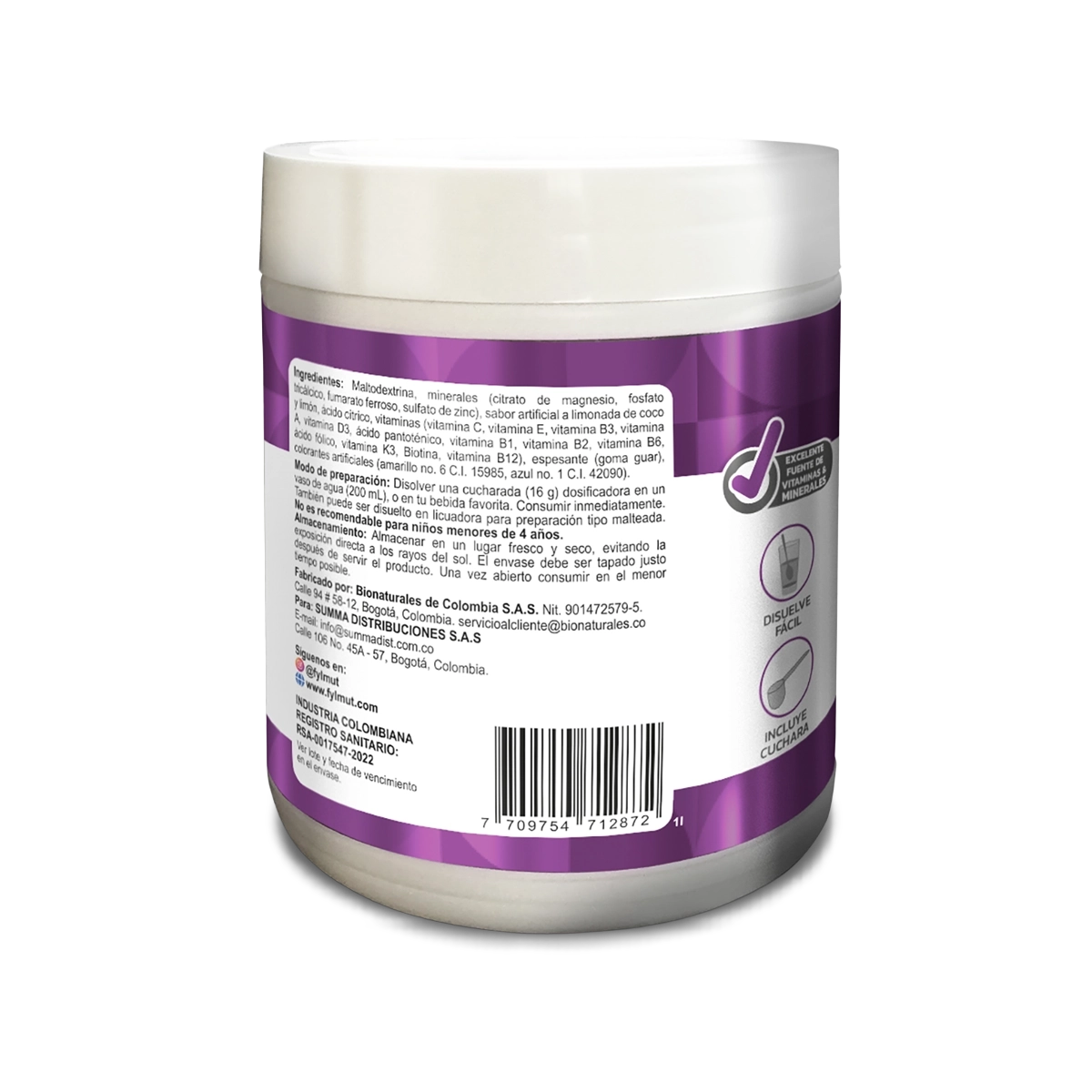 Citrato de magnesio limonada de coco - Fylmut® 450g